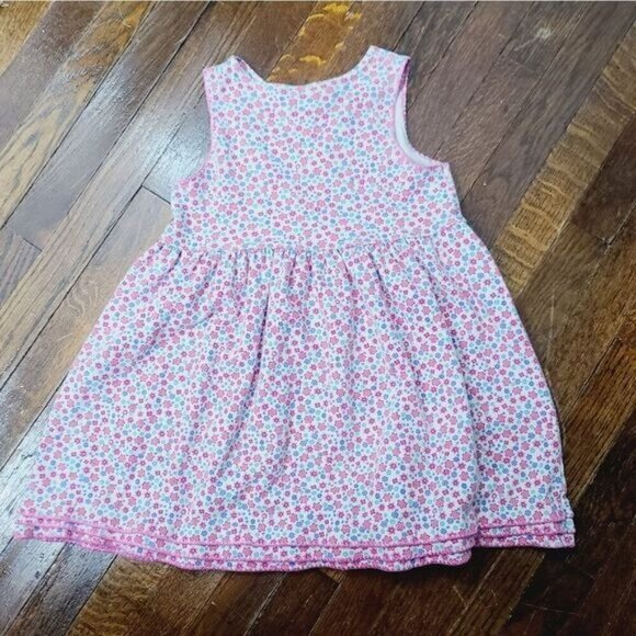 Vintage 90s Pink Blue Floral Sleeveless Girls Dress - Picture 6 of 8